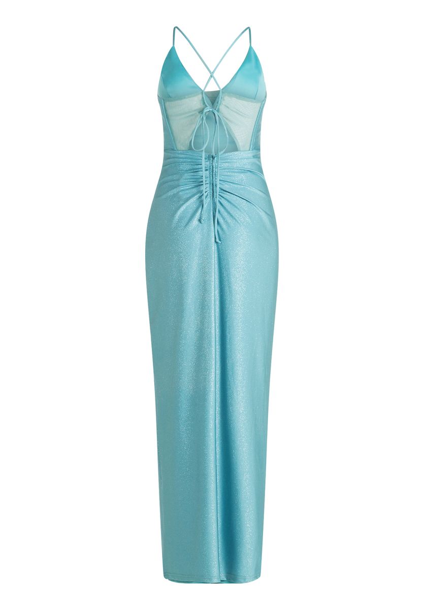 Elegantes Drapier Abendkleid mit Schlitz