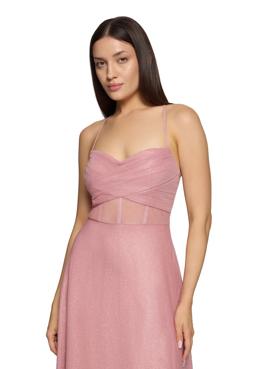 Elegantes rosa langes Abendkleid