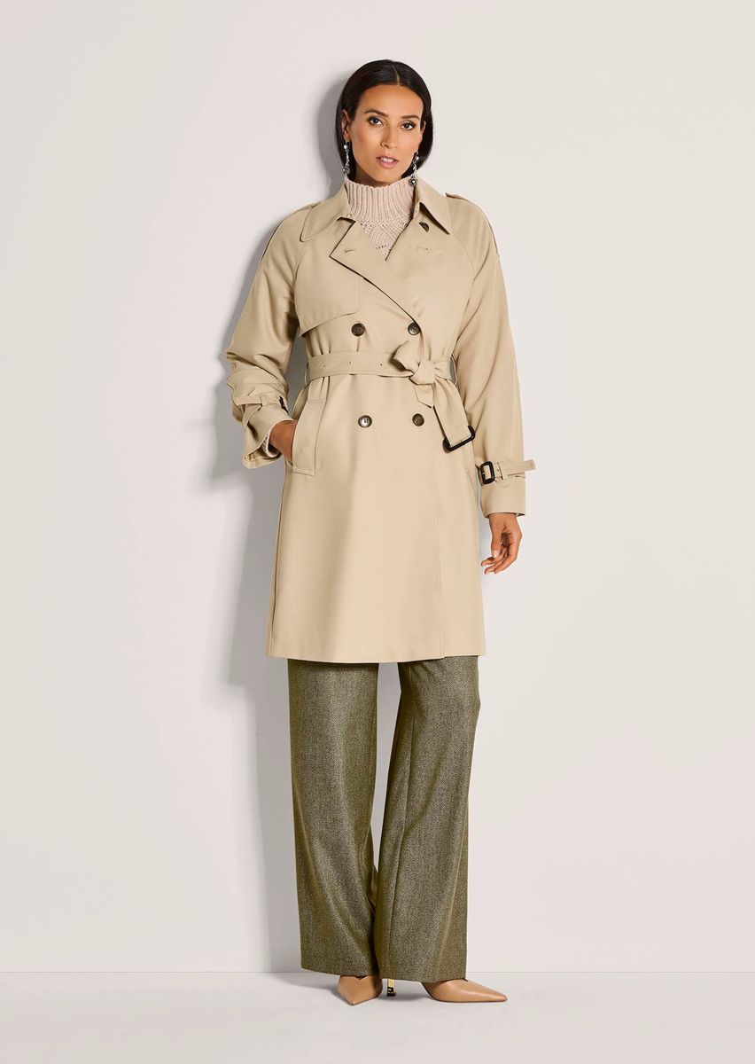 Klassischer Zweireiher Trenchcoat mit Gürtel