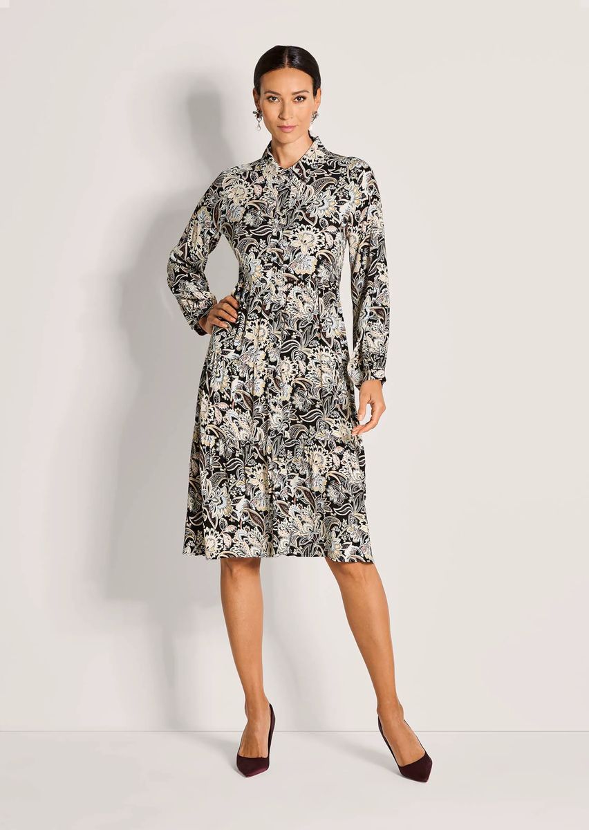 Fließendes Hemdblusenkleid mit Paisley-Print