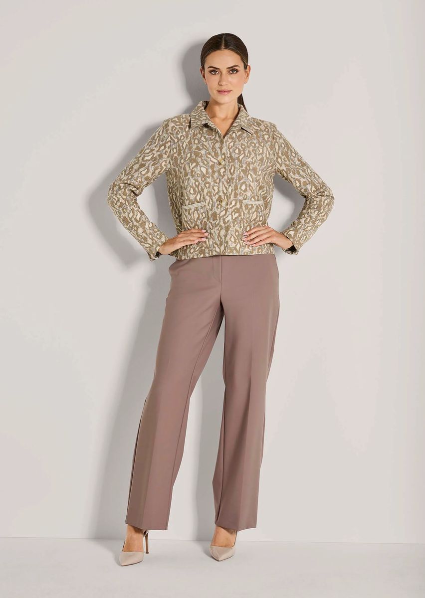 Kurzer Jacquard-Blazer im Leo-Print
