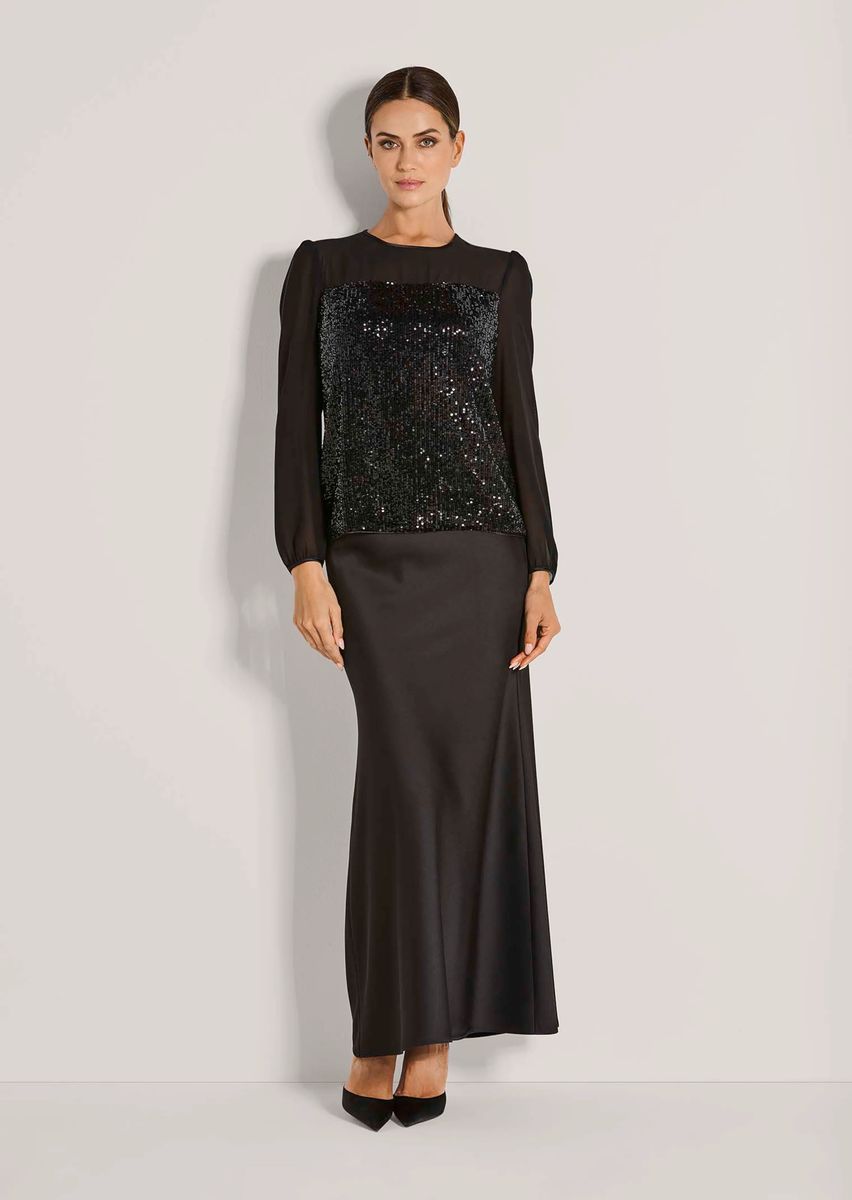 Pailletten-Chiffon-Abendbluse