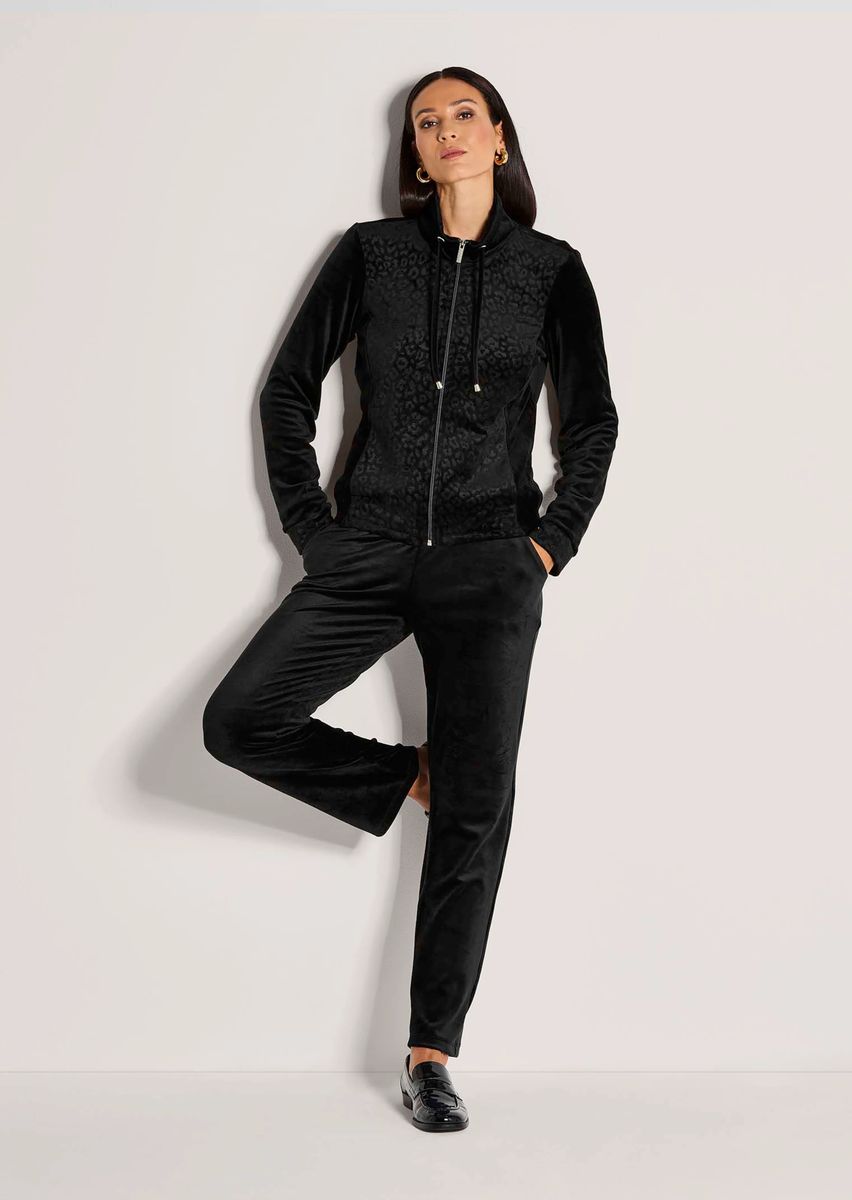 Nicki-Sweatjacke mit Leo-Print