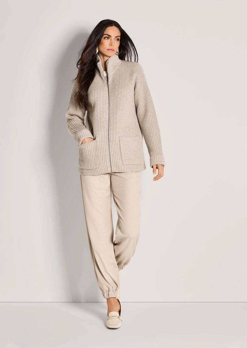 Grobstrickjacke mit Kaschmir und Reißverschluss