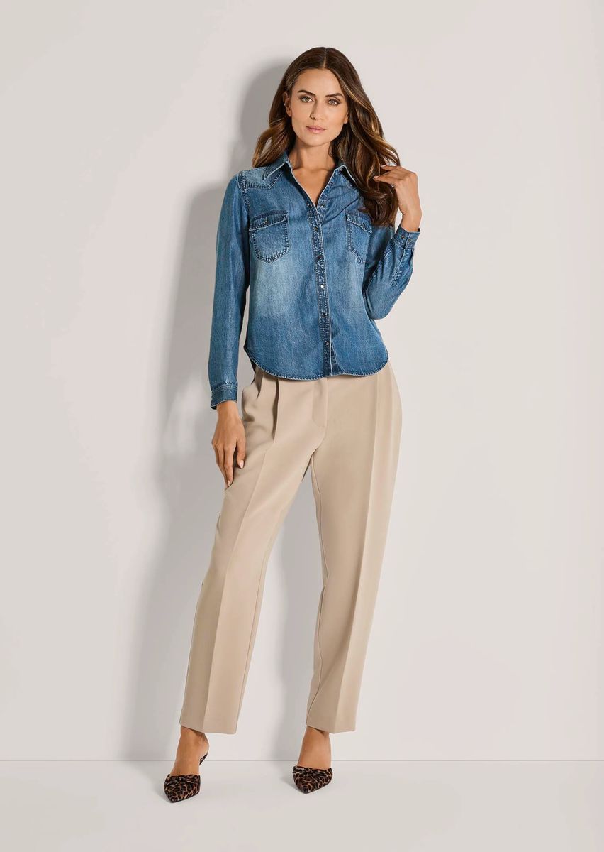 Hemdbluse im Denim-Look mit Taschen