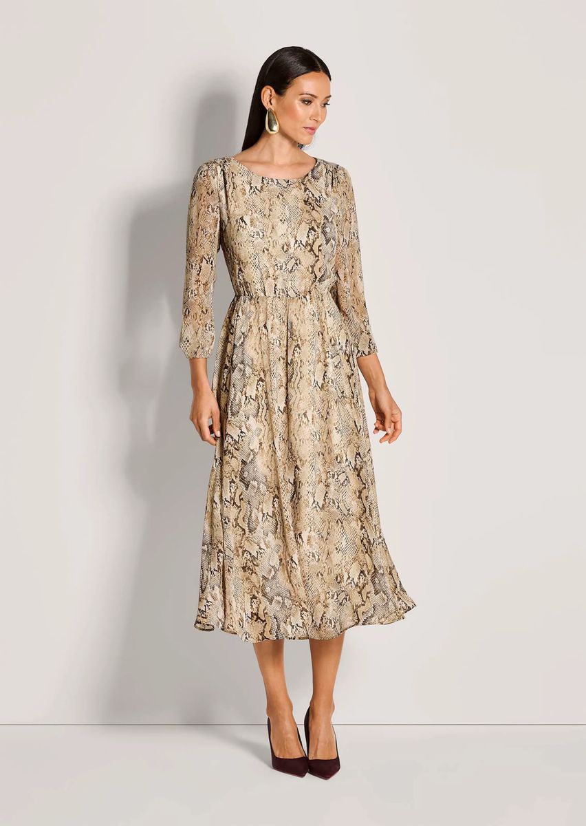 Schlangenprint-Midikleid mit Gummizug