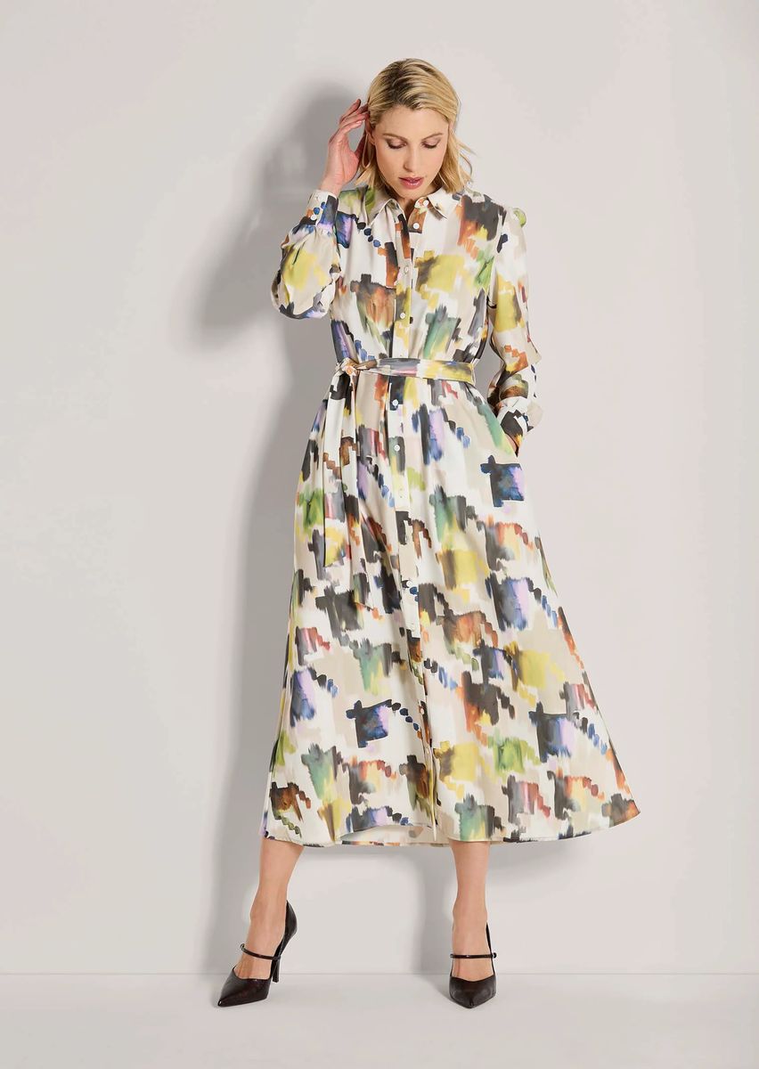 Hemdblusenkleid mit abstraktem Allover-Print