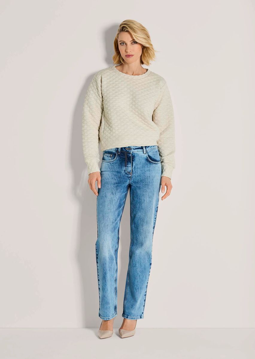 Gerade Jeans mit Fischgrat-Muster