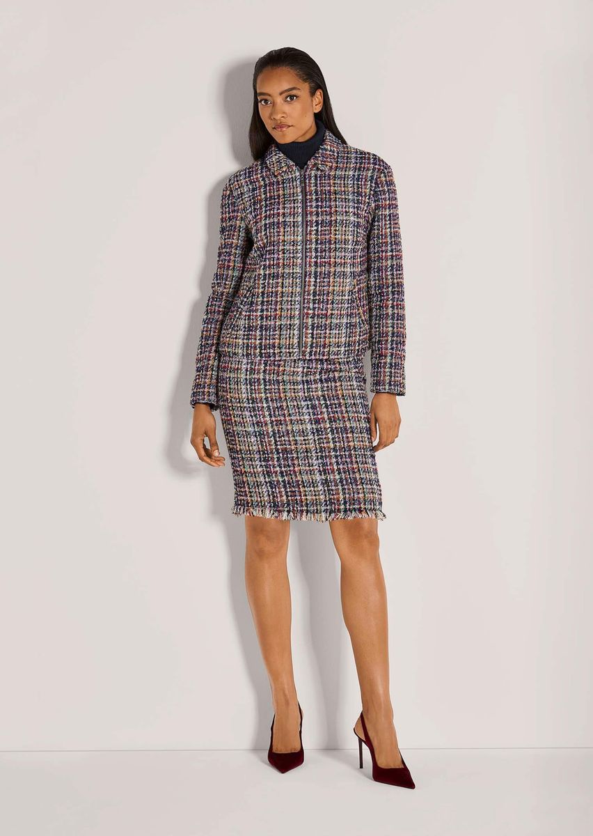 Moderner Tweed-Blazer mit Reißverschluss