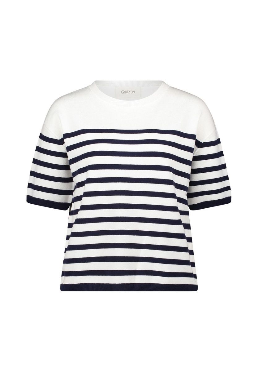 Gestreiftes Strickoberteil mit Rundhalsausschnitt