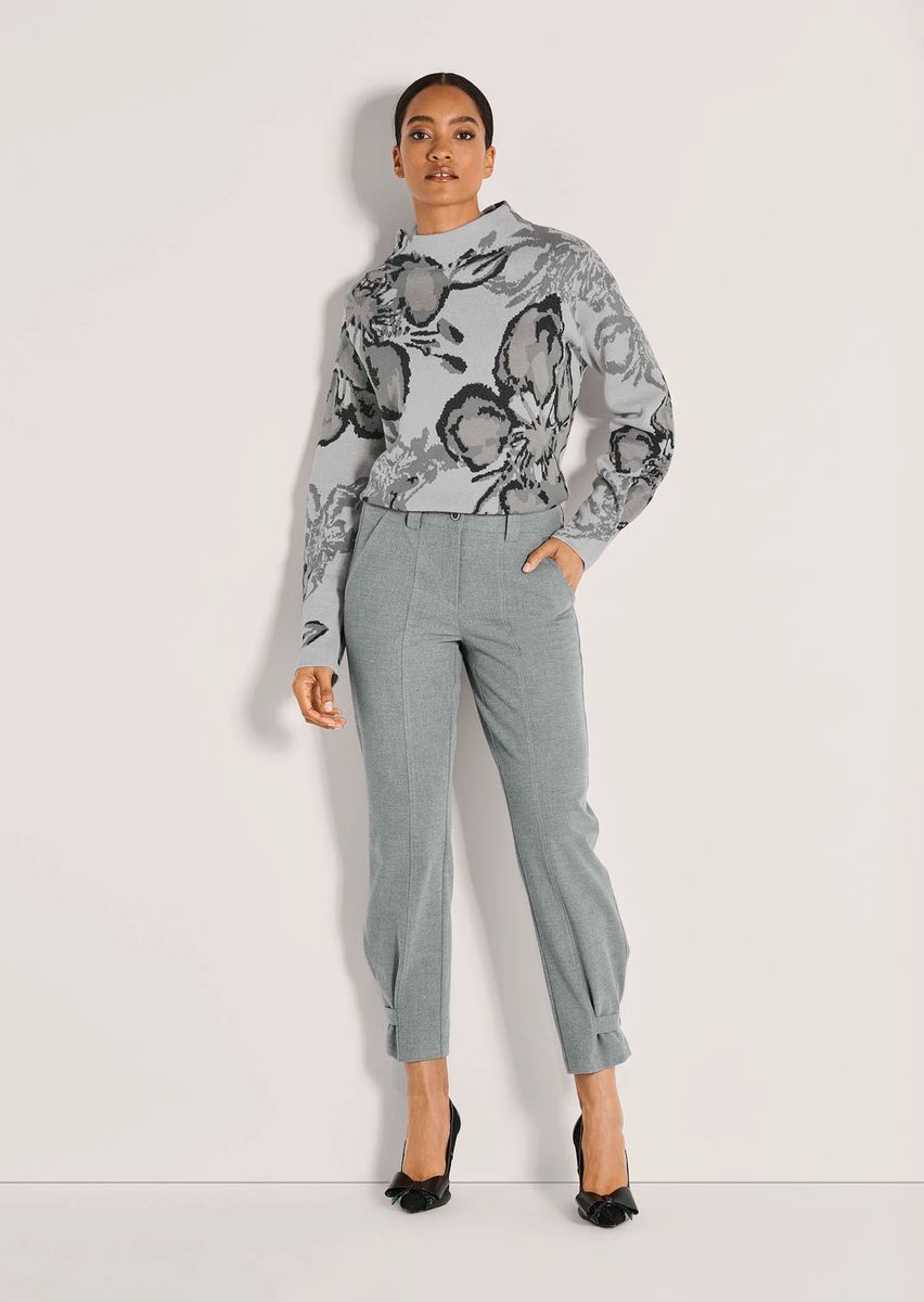 Elegante 7/8 Melange-Hose mit Riegeln