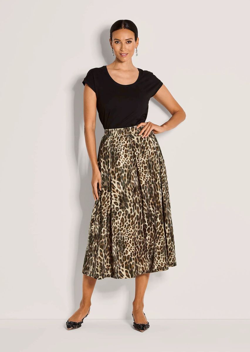 Eleganter Midi-Rock mit Leopardenmuster