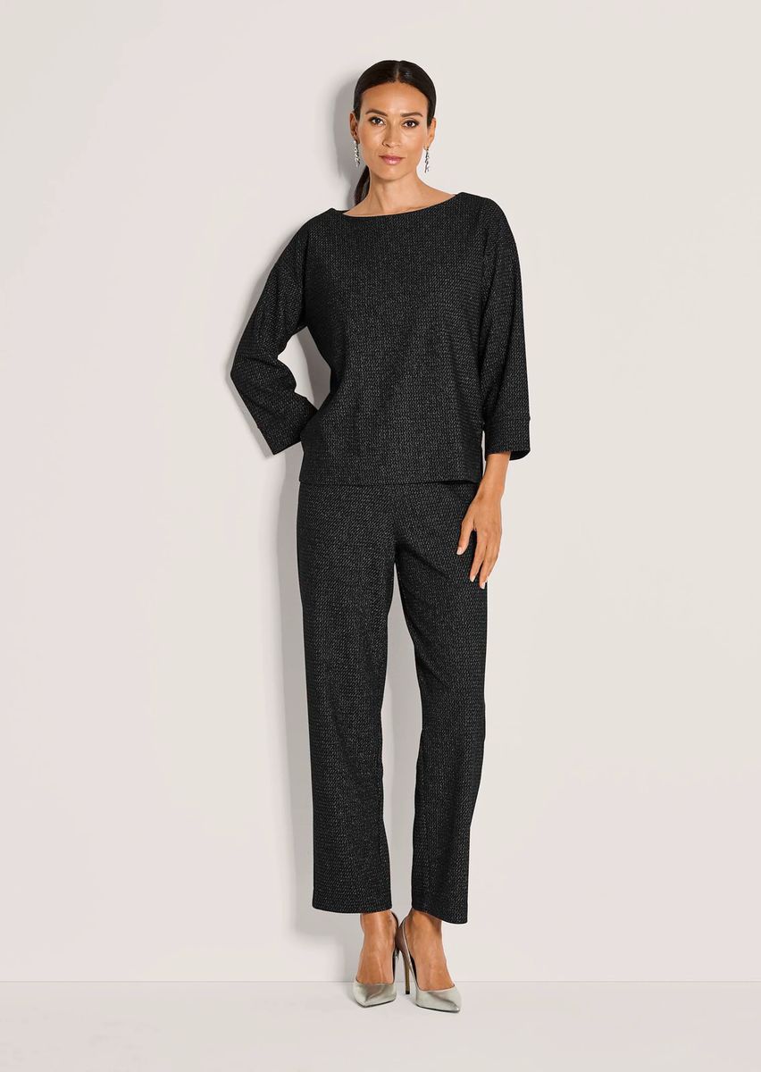 Strukturiertes U-Boot-Shirt mit Glanz