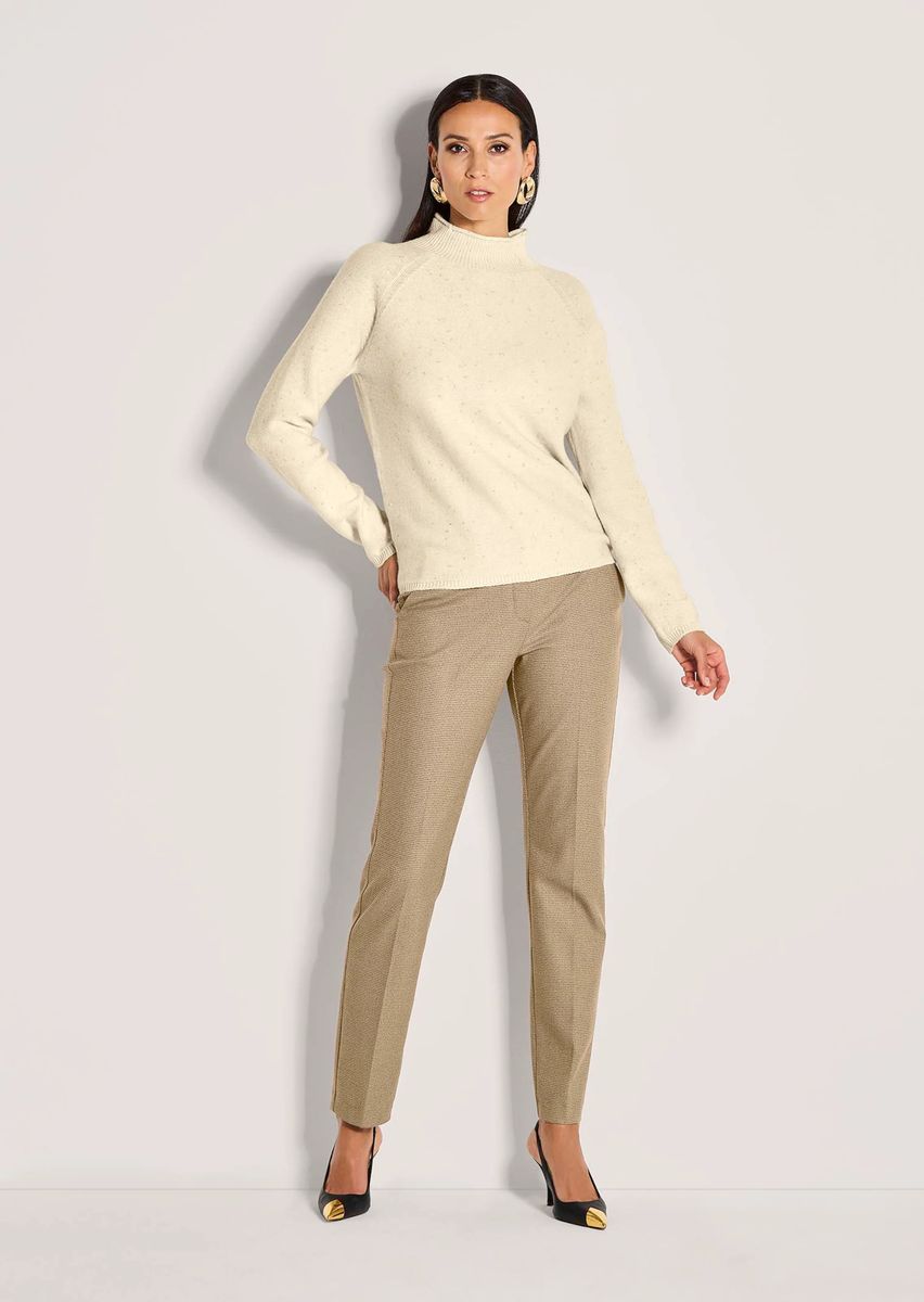 Stehkragen-Pullover mit metallischem Schimmer