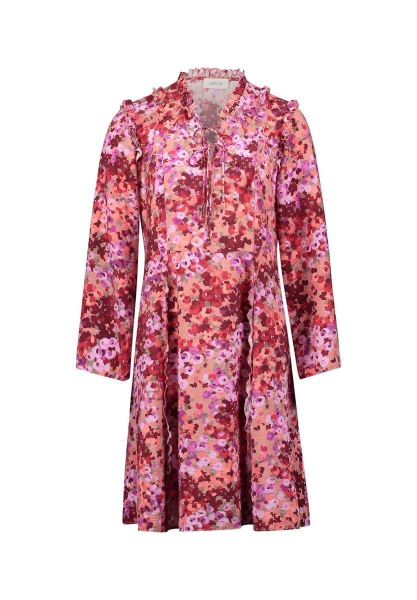 Geblümtes Minikleid mit Rüschenbesatz