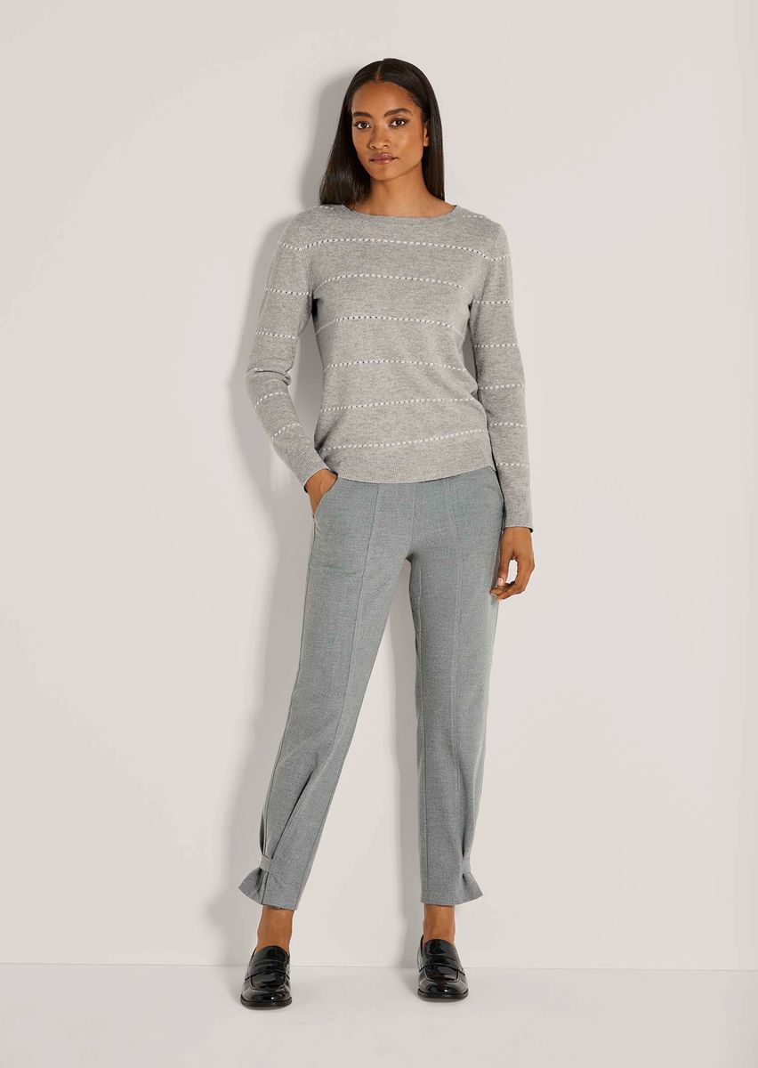 Wollmischung Pullover mit Ajour-Strick