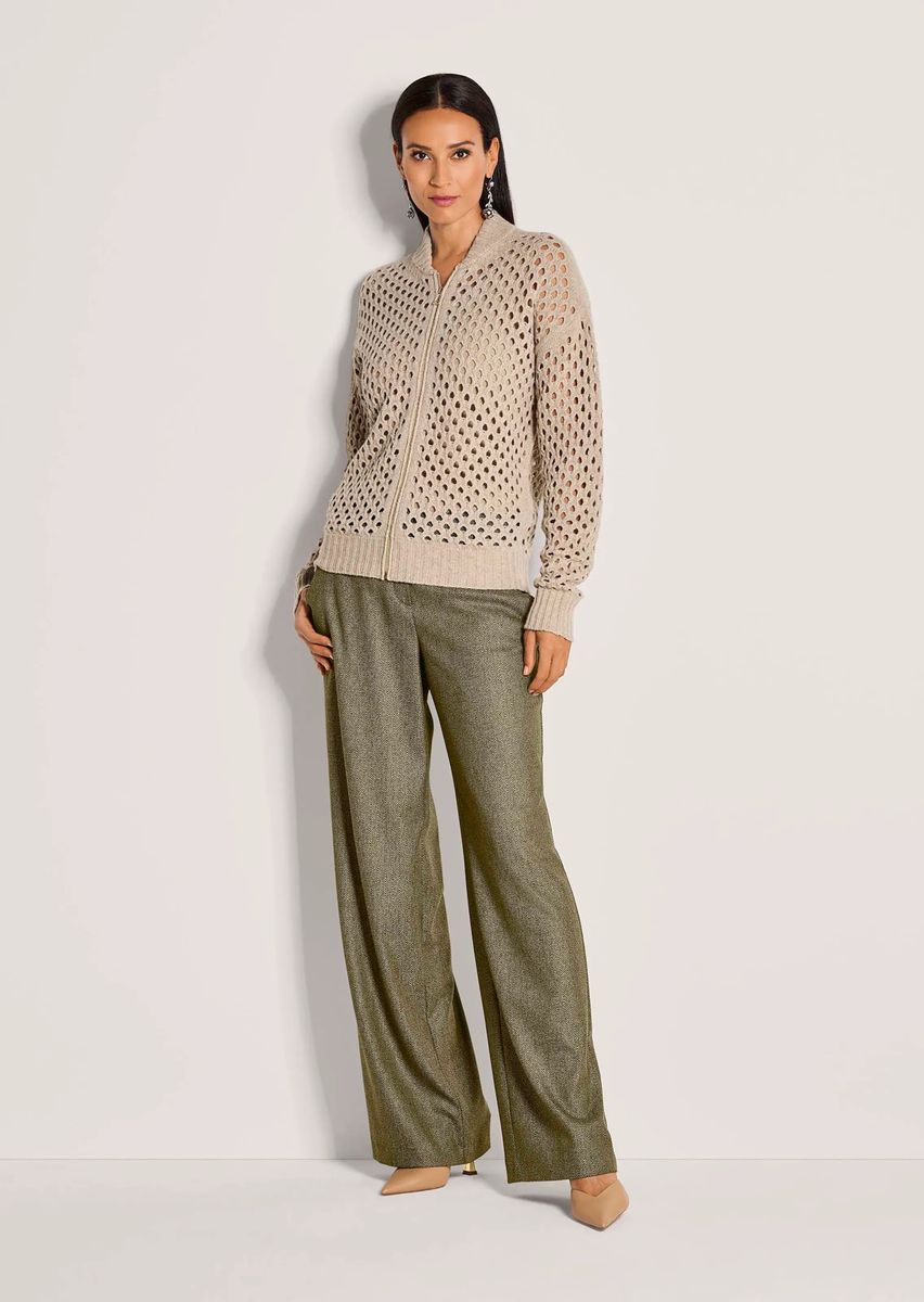 Strickjacke mit Lochmuster und Kaschmir