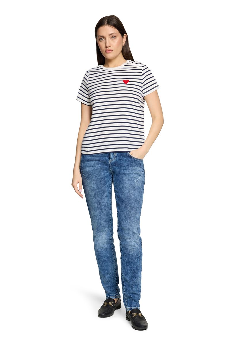 Gestreiftes Kurzarmshirt mit Rundhalsausschnitt
