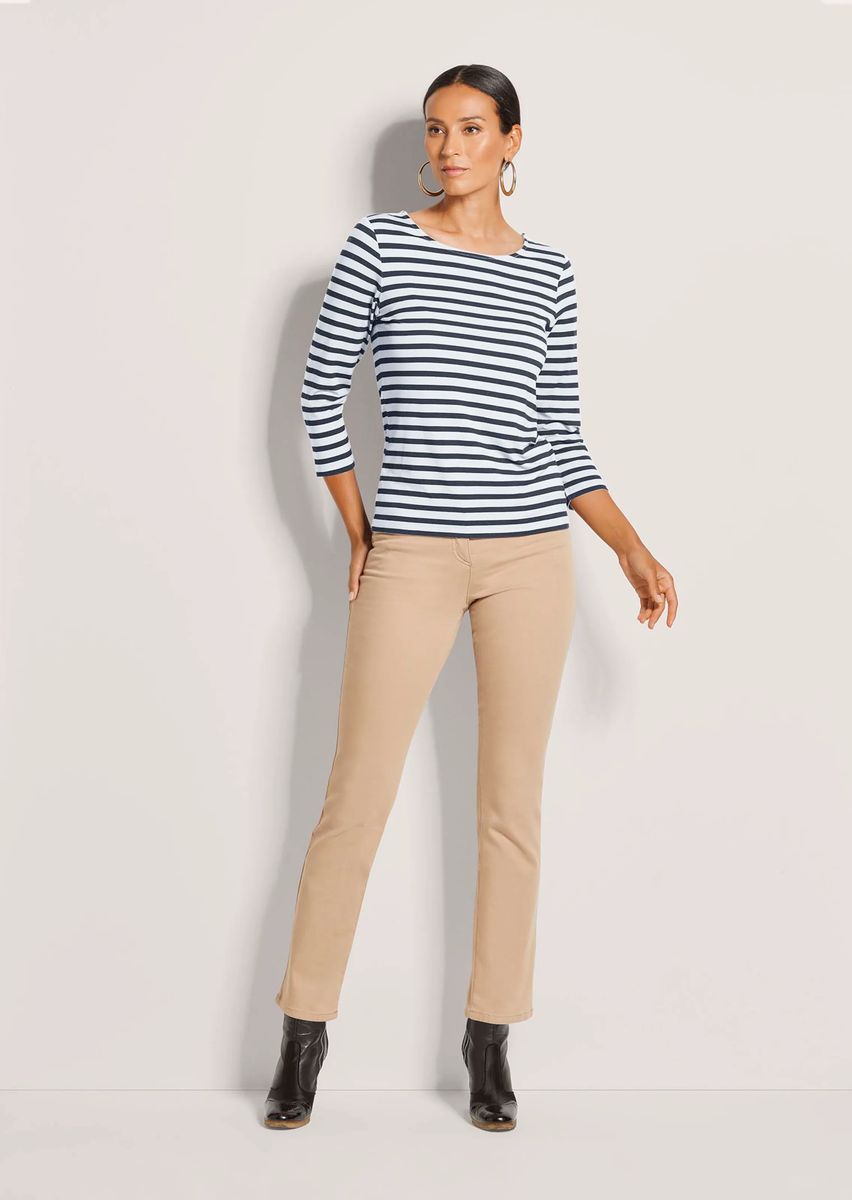 Gestreiftes U-Boot-Shirt mit 3/4-Arm