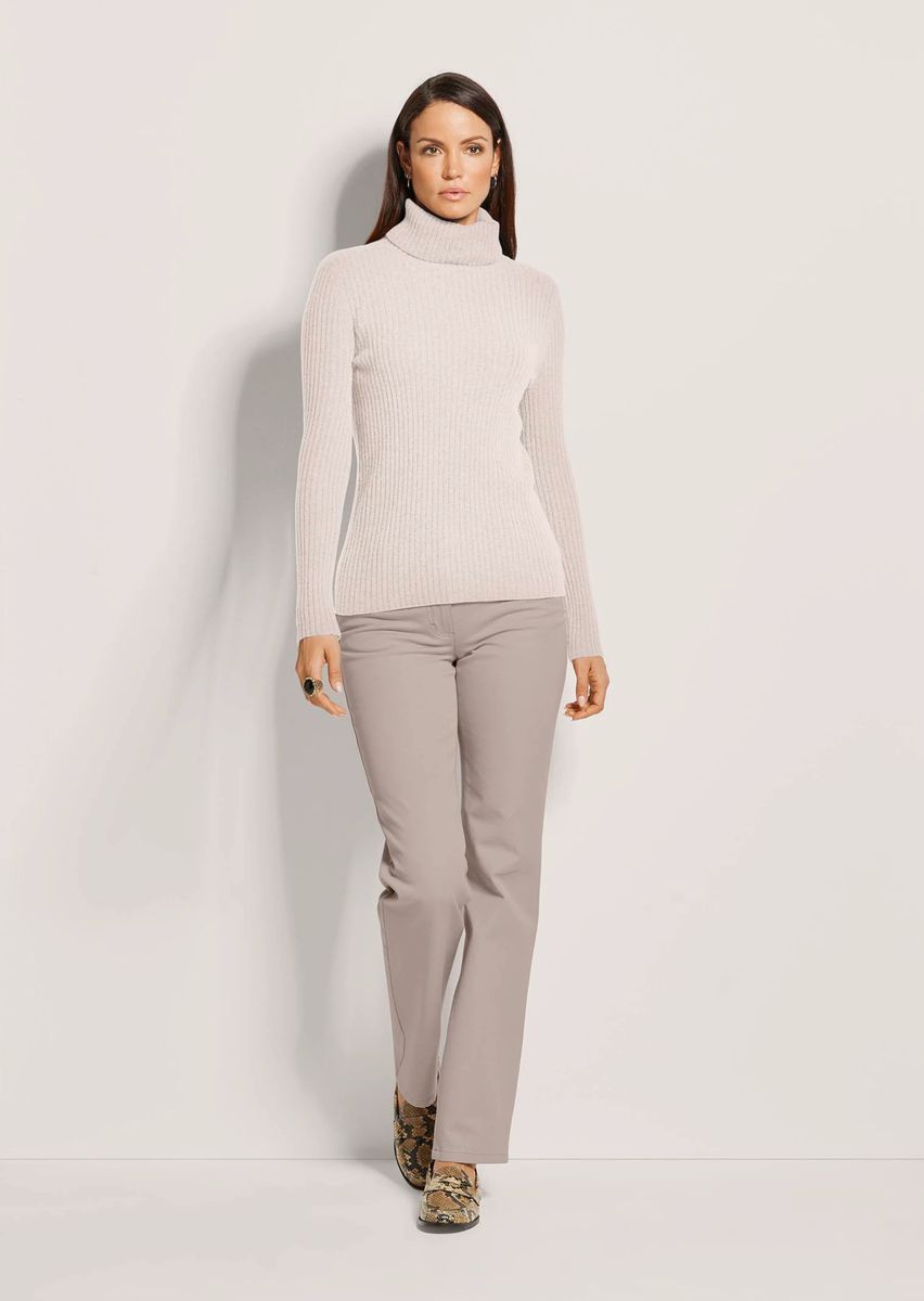 Gerippter Kaschmirpullover mit Rollkragen