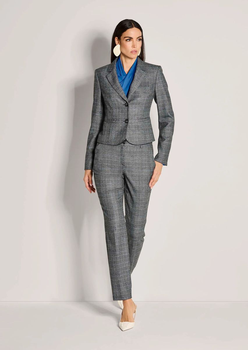 Kurzer Taillierter Karo-Blazer
