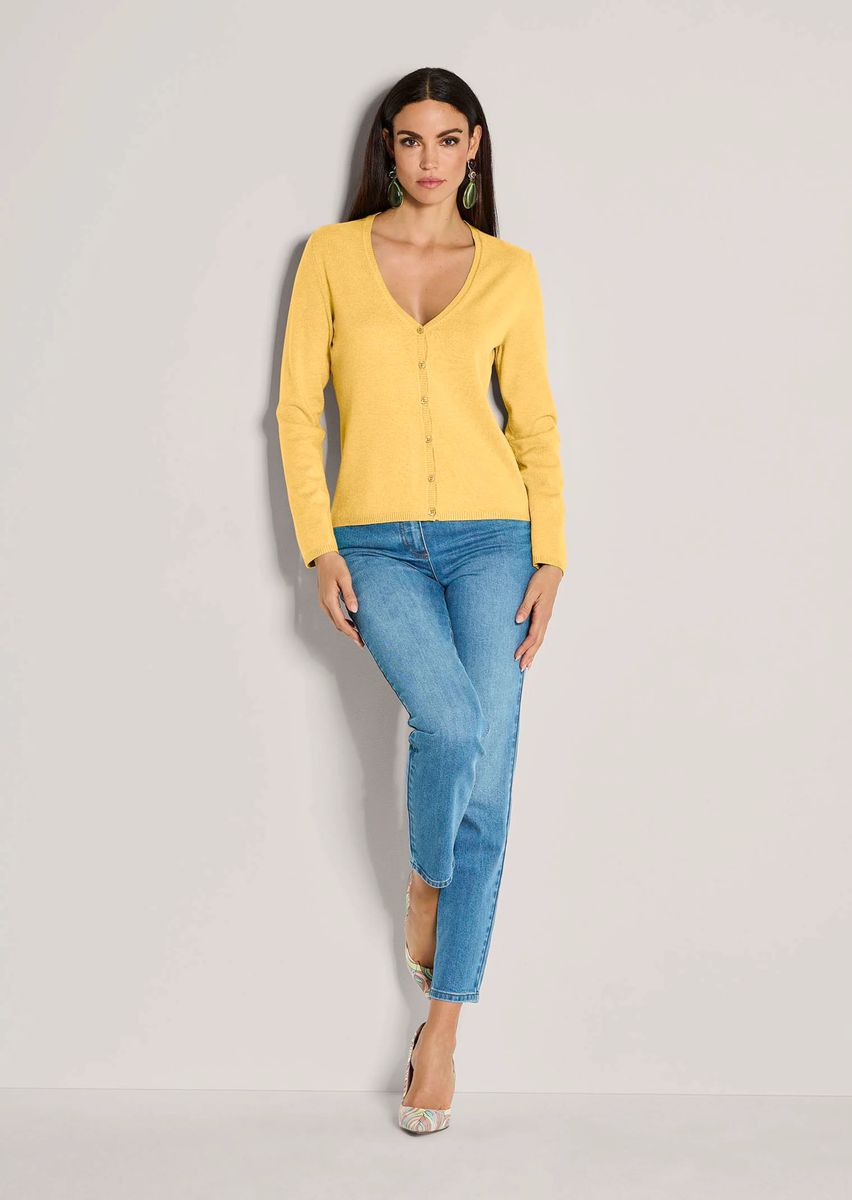 Klassischer Feinstrick-Cardigan mit V-Ausschnitt
