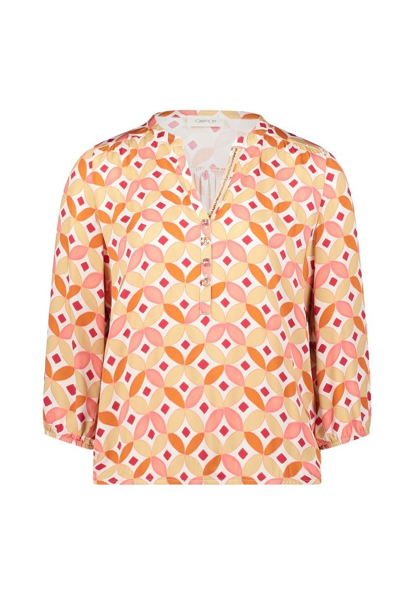 Geometrische Bluse mit 3/4 Ärmeln