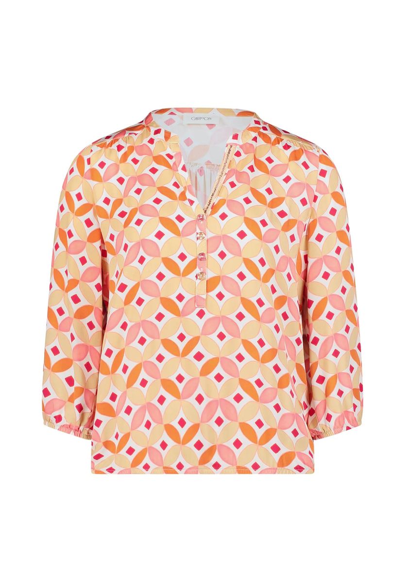 Geometrische Bluse mit 3/4 Ärmeln