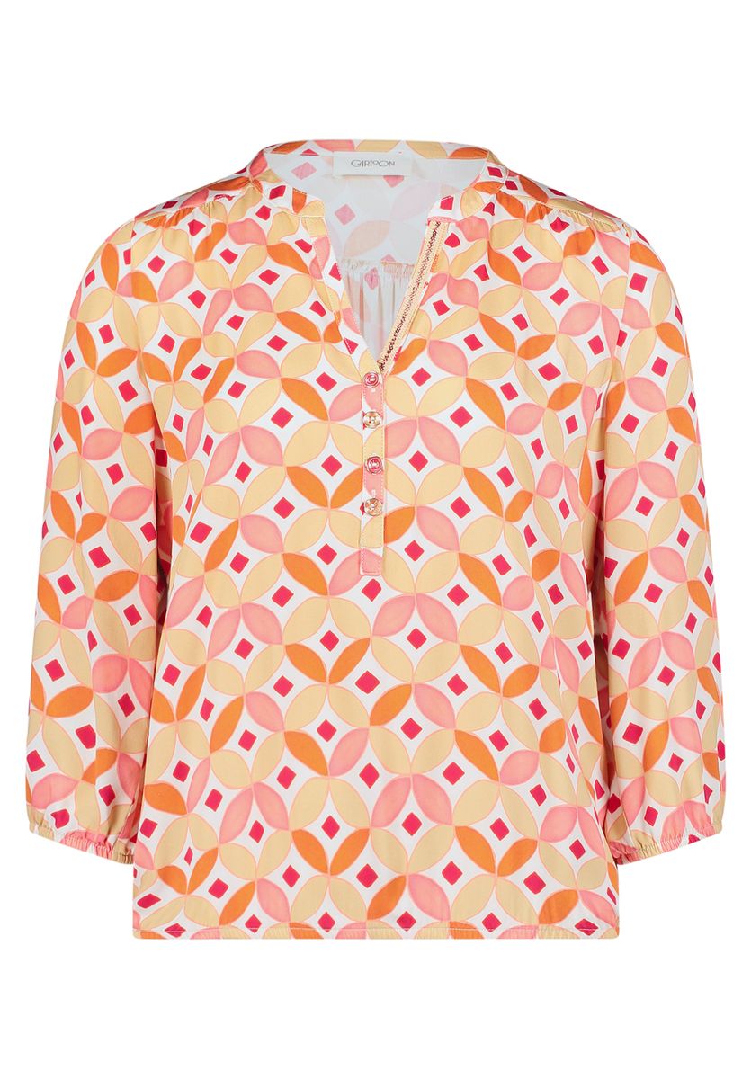 Geometrische Bluse mit 3/4 Ärmeln