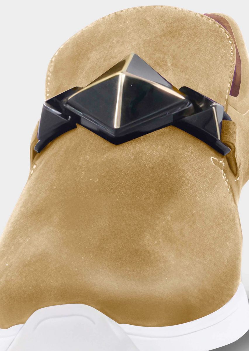 Metallic-Leder-Slipper mit Schmuckelement