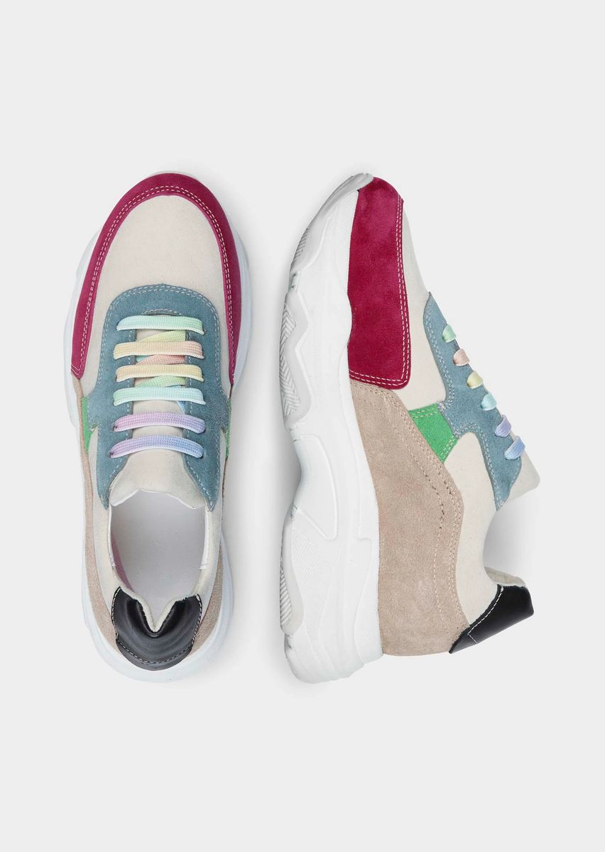 Farbenfrohe Chunky-Sneaker mit Wildleder