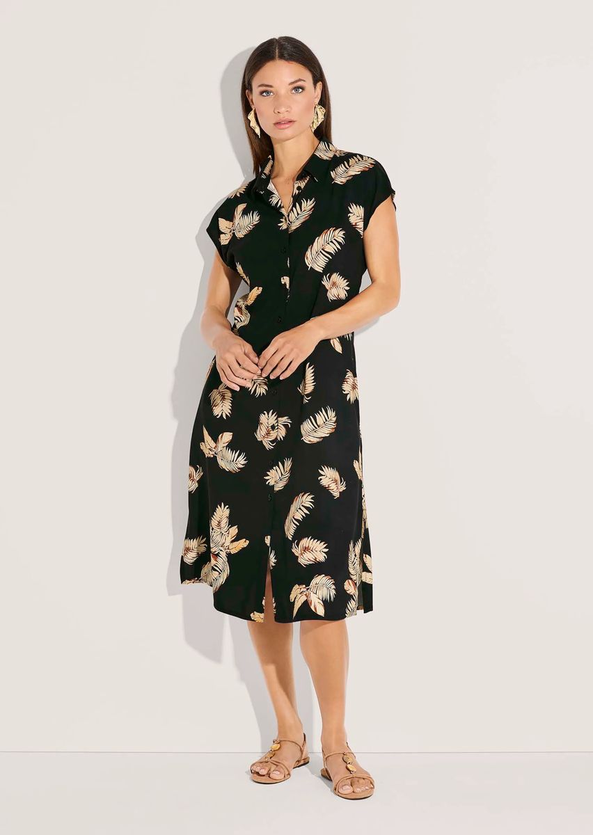 Hemdblusenkleid mit tropischem Print