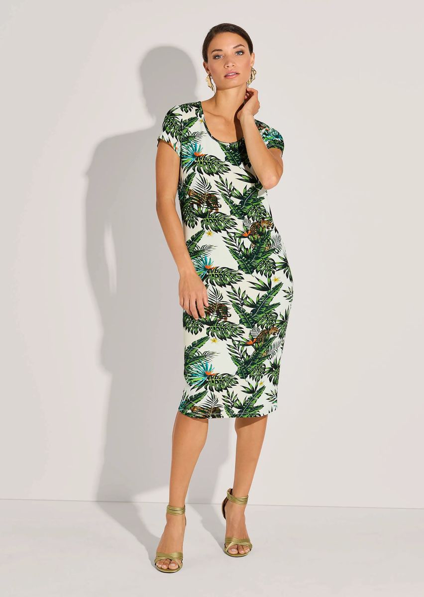 Jerseykleid mit tropischem Dschungel-Print