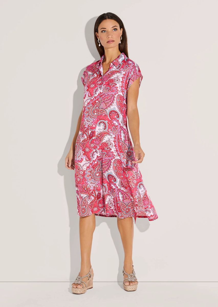 Fließendes Hemdblusenkleid mit Paisley-Print