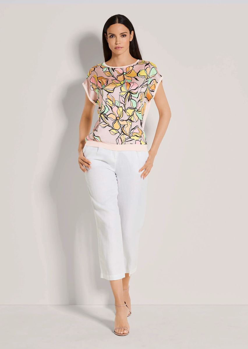 Blusenshirt mit floralem Unikat-Print
