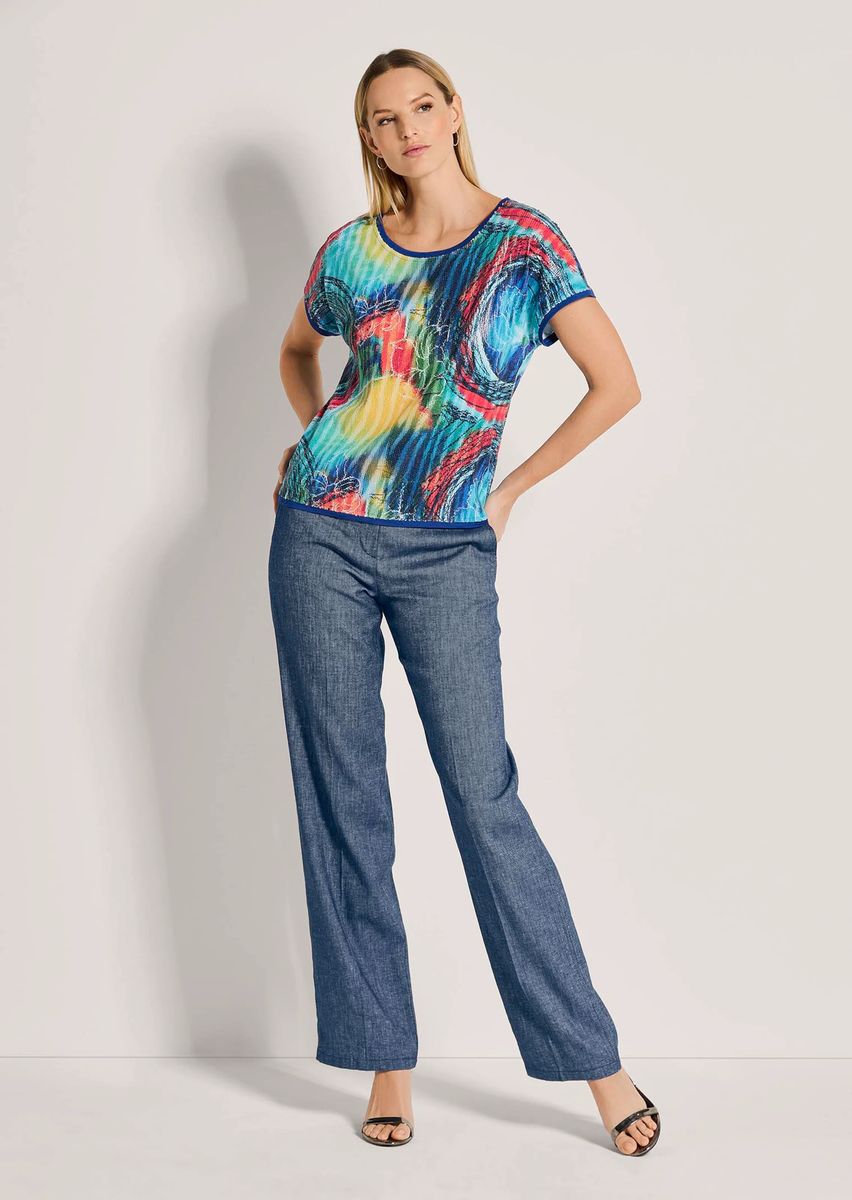 T-Shirt mit abstraktem Pailletten-Print