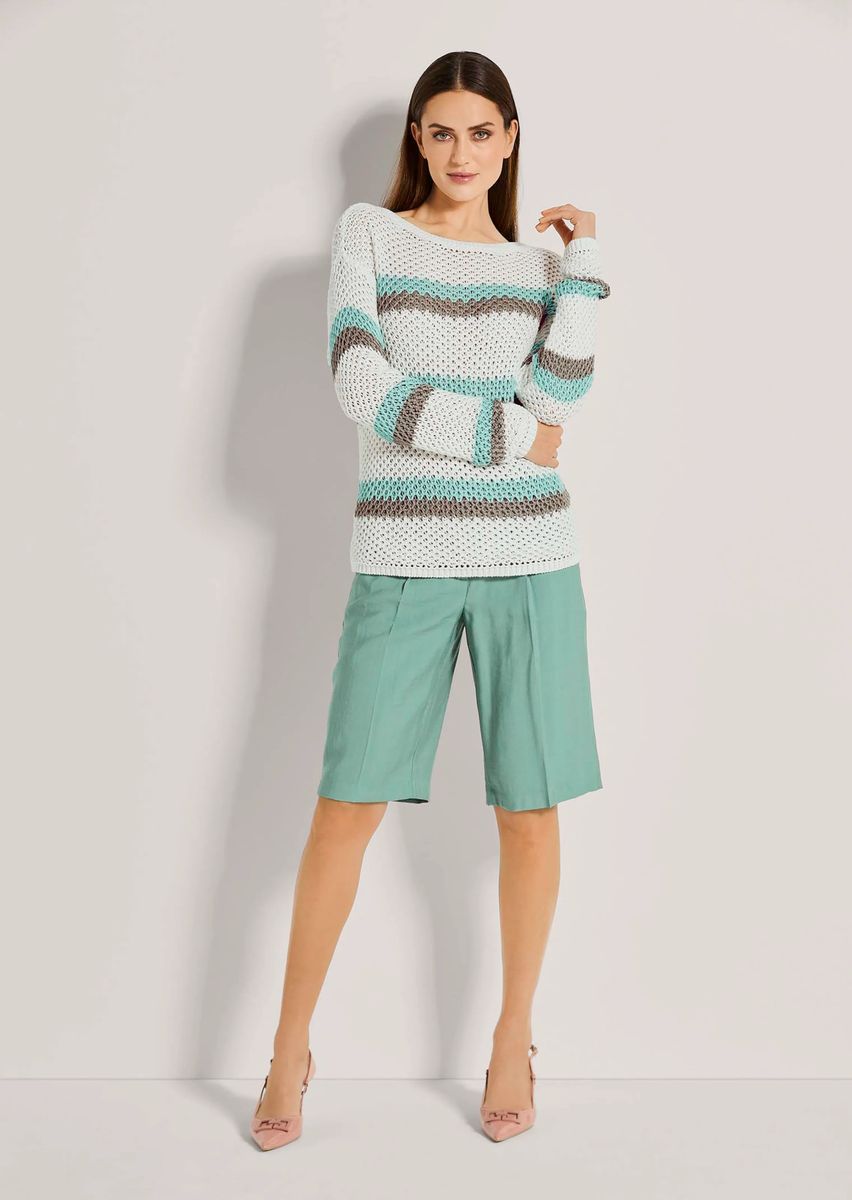 Gestreifter Bändchengarn-Strickpullover