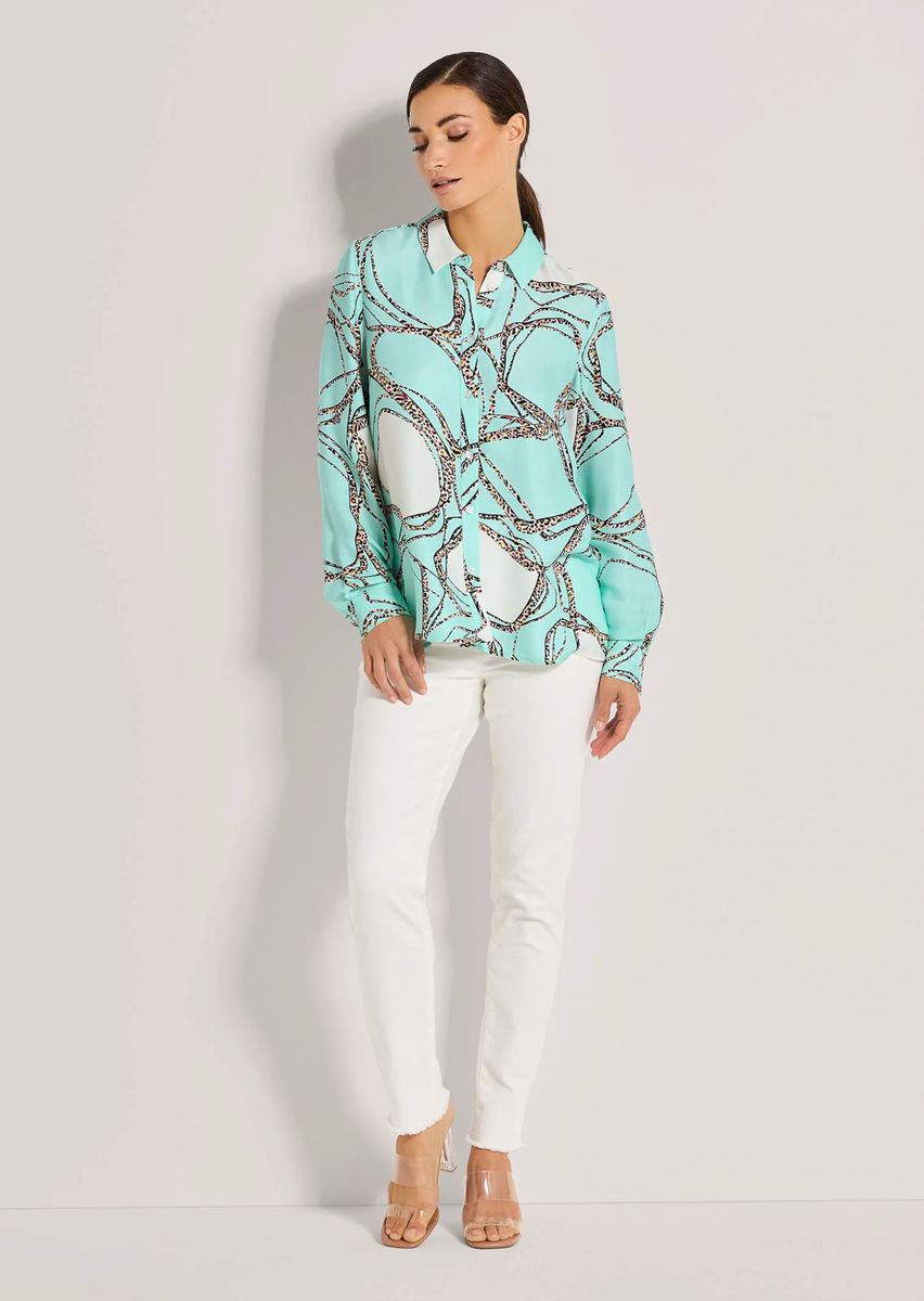 Fließende Hemdbluse mit Kettenprint