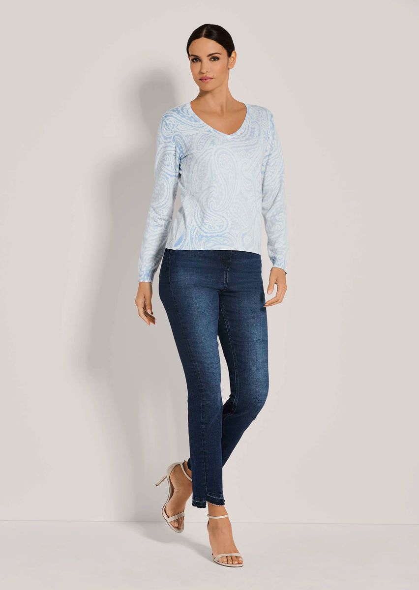V-Pullover mit Paisley-Muster