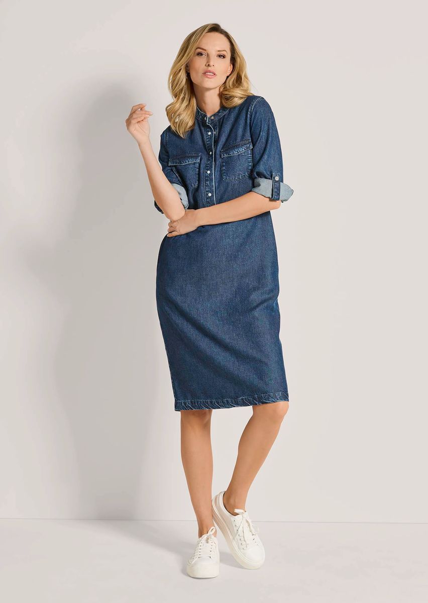 Jeans-Midikleid mit Krempelärmeln