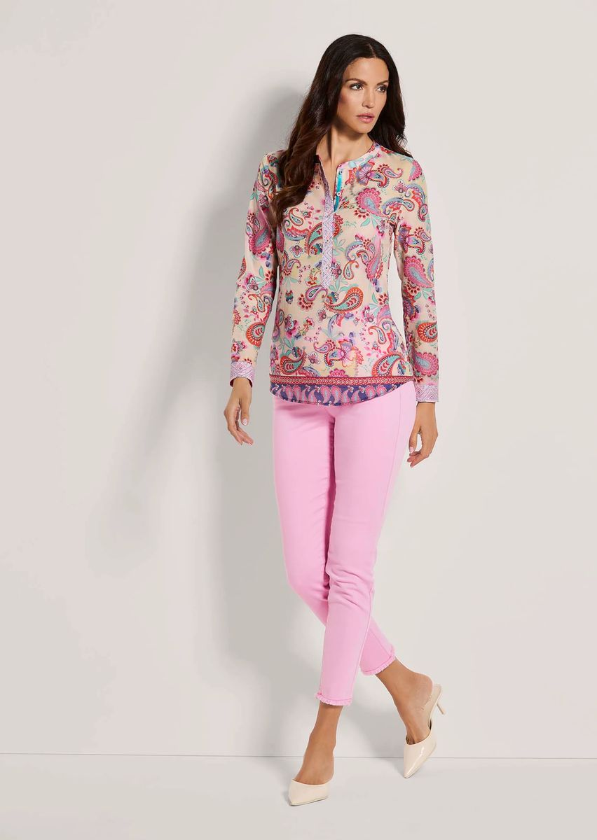 Lange Tunika-Bluse mit Paisley-Muster