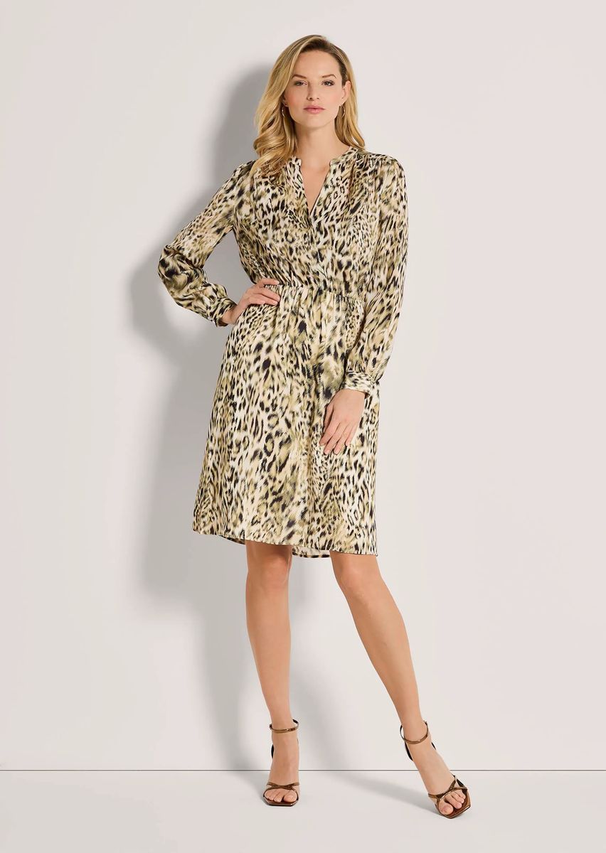 Viskose-Midikleid mit Leopardenmuster