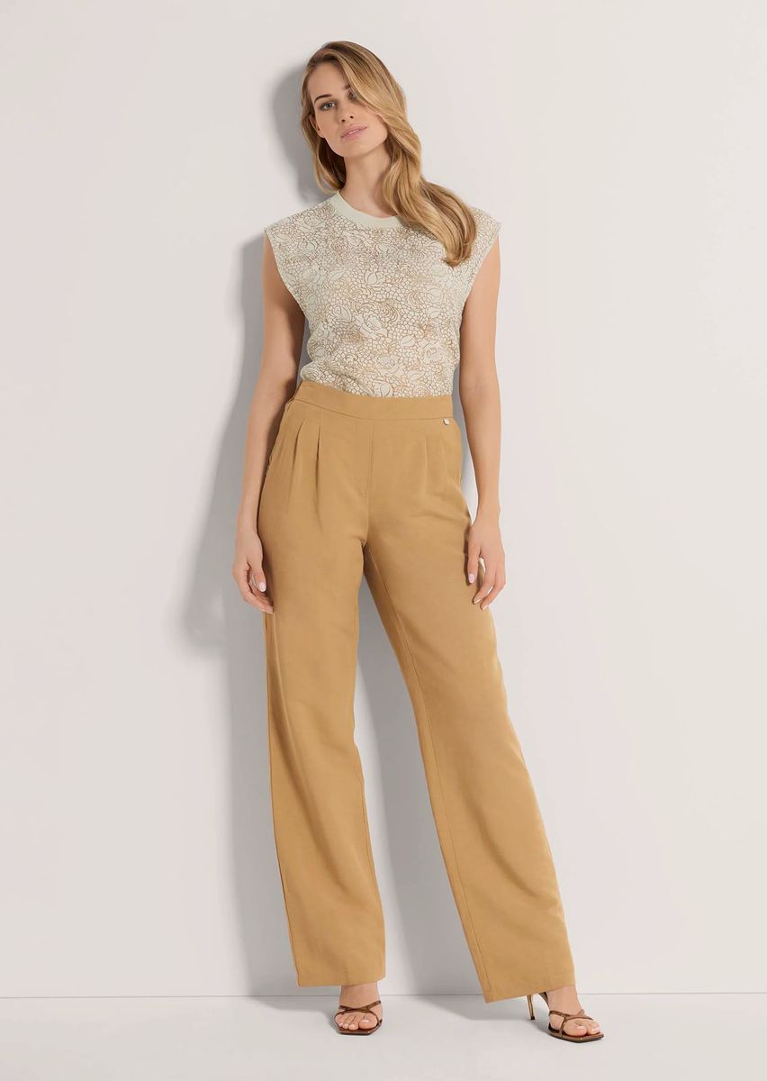 Weite Bundfaltenhose mit Elastikbund