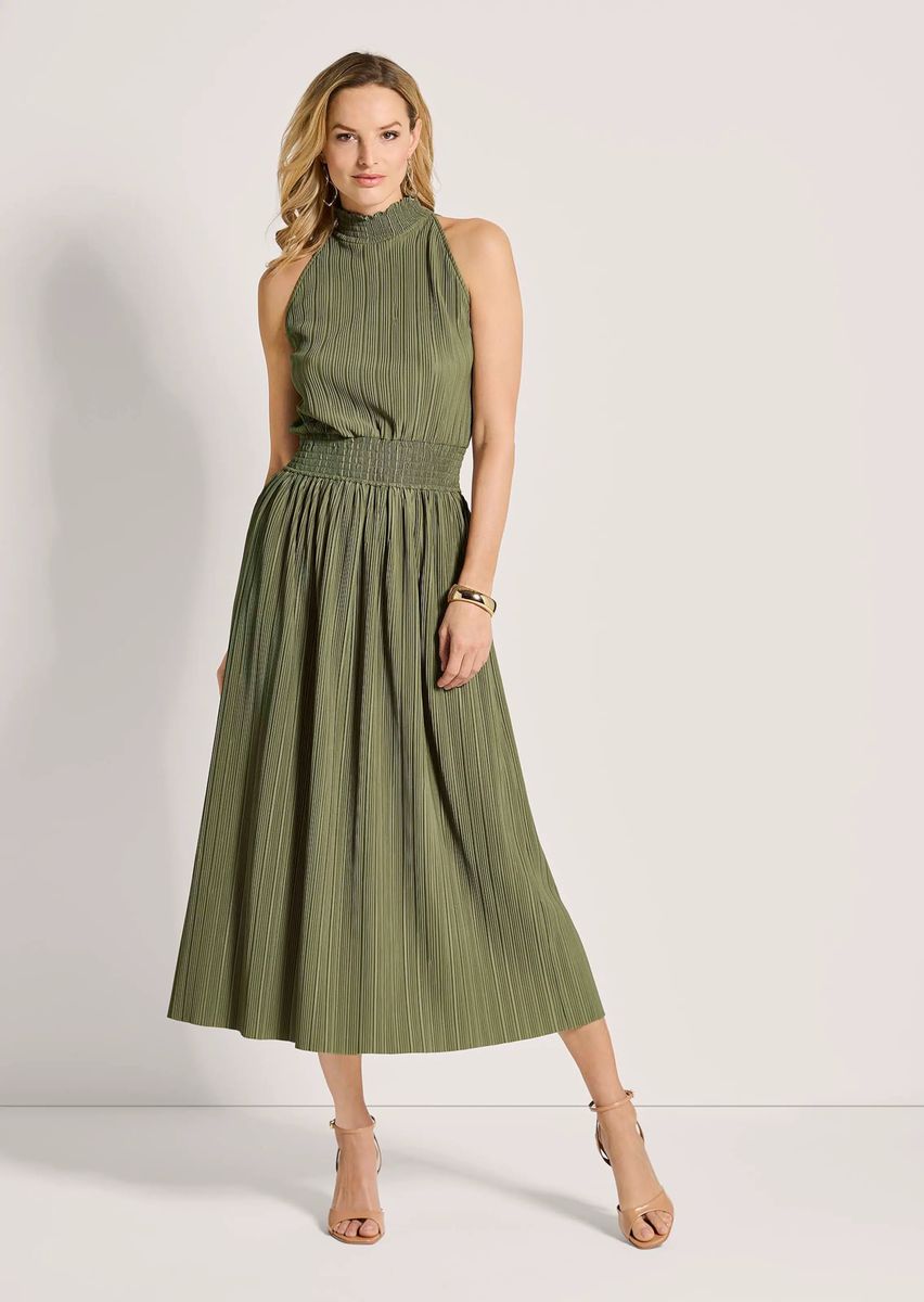 Plissee-Midikleid mit Neckholder