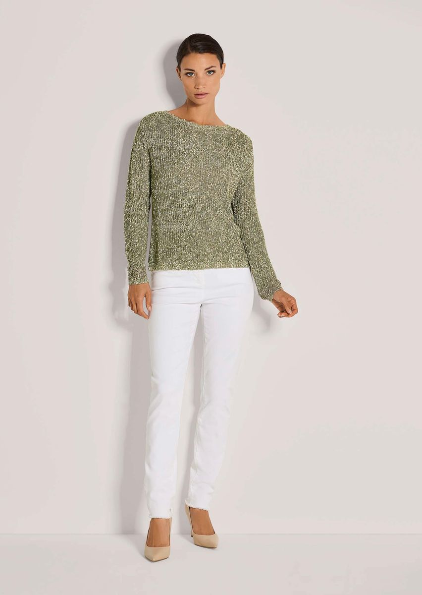 Legerer strukturierter Rundhals-Strickpullover