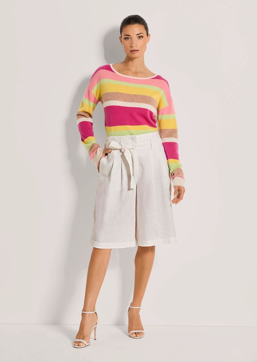 High-Waist Bermudas aus Leinen