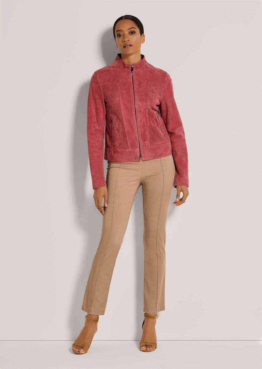 Kurze Ziegenvelours-Jacke mit Reißverschluss