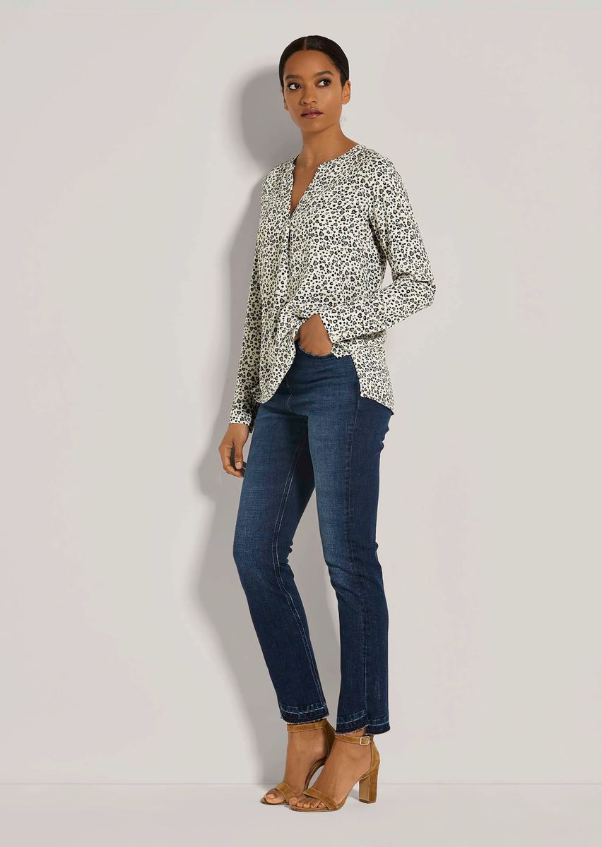 Lange Tunika-Bluse mit Leopardenmuster