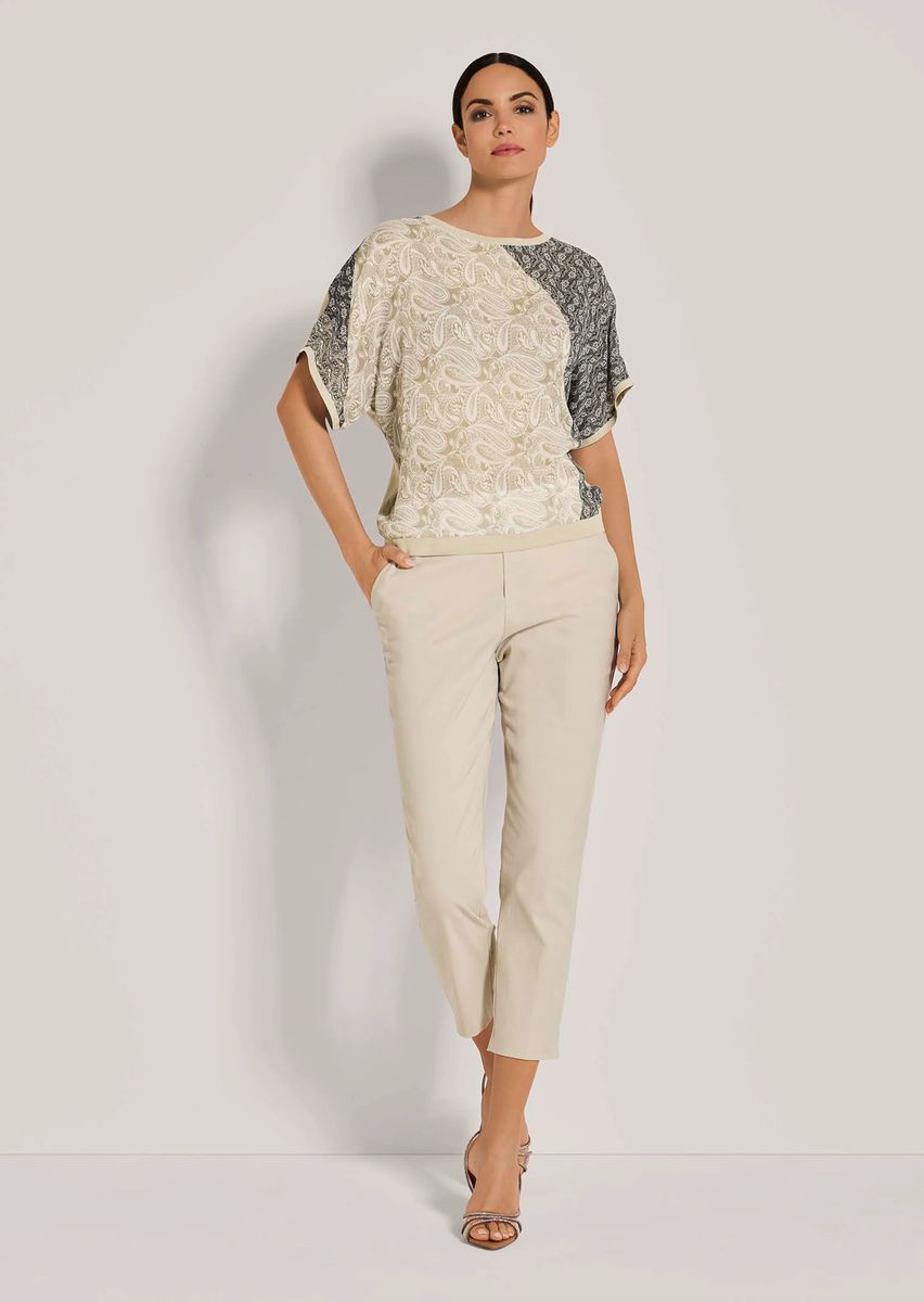 Material-Mix Shirt mit Paisleymuster