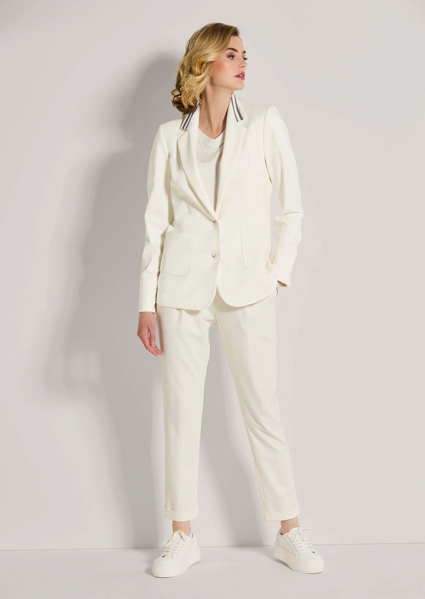 Langer Jersey-Blazer mit Besatz